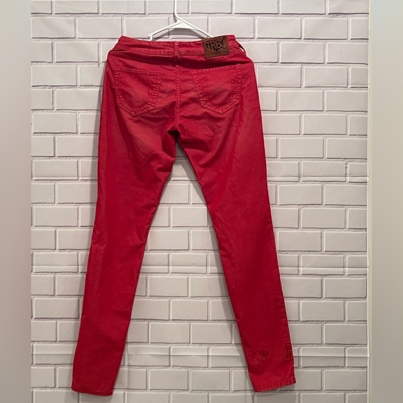 True Religion Red Super Stretch Orange coral Skinny Jeans - Size 26 - Picture 8 of 11
